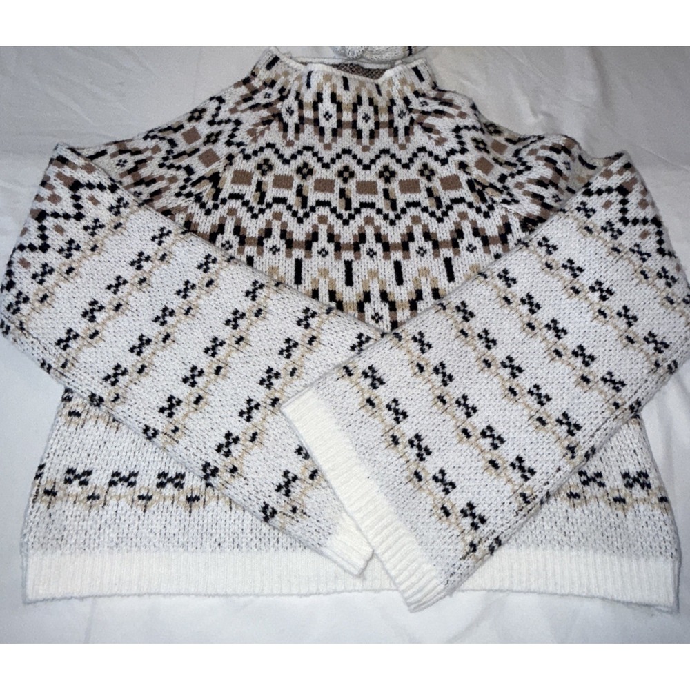 Steve Madden Madden Girl Pullover Sweater And Hat Set‎ Brown/Beige Large